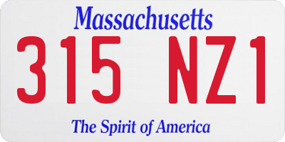MA license plate 315NZ1