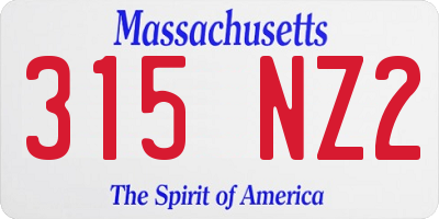 MA license plate 315NZ2