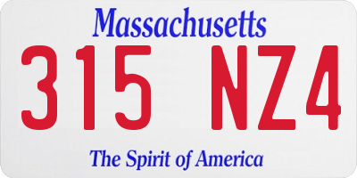 MA license plate 315NZ4