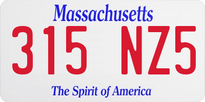 MA license plate 315NZ5