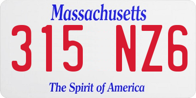 MA license plate 315NZ6