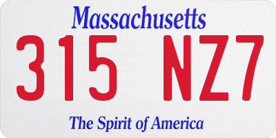 MA license plate 315NZ7