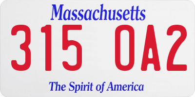 MA license plate 315OA2