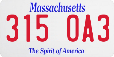 MA license plate 315OA3