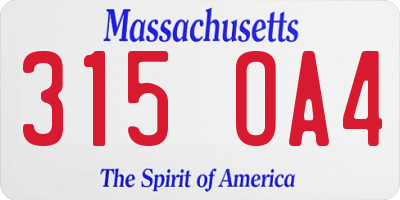 MA license plate 315OA4