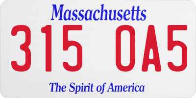 MA license plate 315OA5