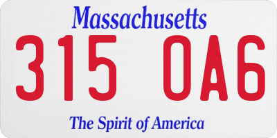 MA license plate 315OA6