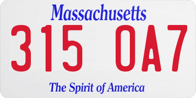MA license plate 315OA7