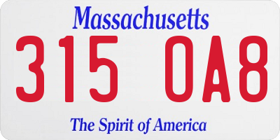 MA license plate 315OA8