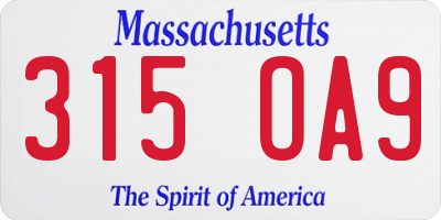 MA license plate 315OA9