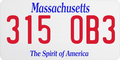 MA license plate 315OB3