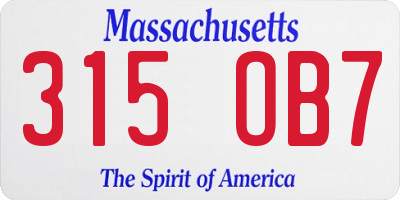 MA license plate 315OB7