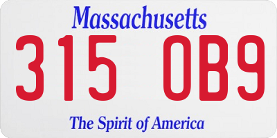 MA license plate 315OB9