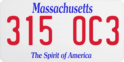 MA license plate 315OC3