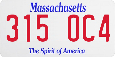 MA license plate 315OC4
