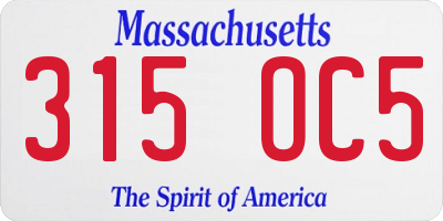 MA license plate 315OC5