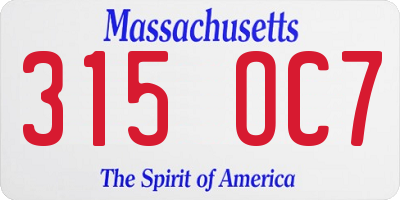 MA license plate 315OC7