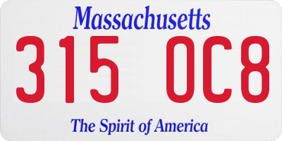 MA license plate 315OC8