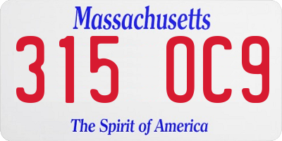 MA license plate 315OC9