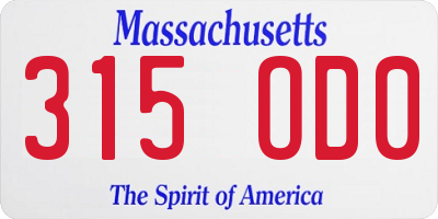 MA license plate 315OD0
