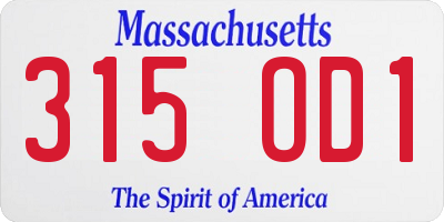 MA license plate 315OD1