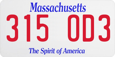 MA license plate 315OD3