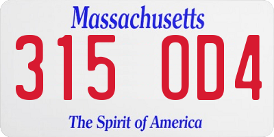 MA license plate 315OD4