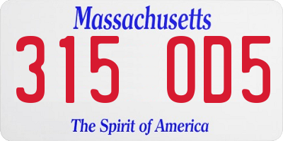 MA license plate 315OD5
