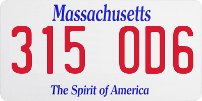 MA license plate 315OD6