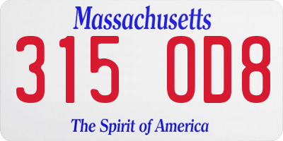 MA license plate 315OD8