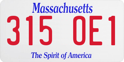 MA license plate 315OE1