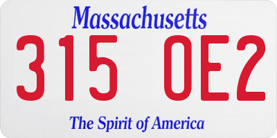 MA license plate 315OE2