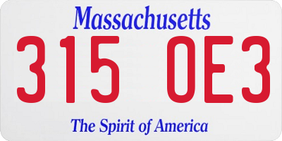 MA license plate 315OE3