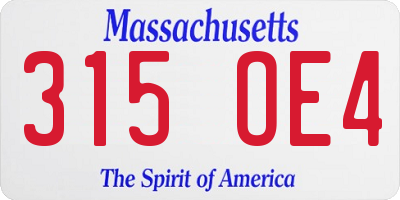 MA license plate 315OE4