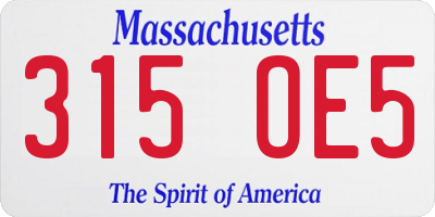 MA license plate 315OE5