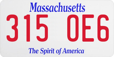 MA license plate 315OE6