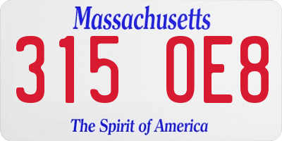 MA license plate 315OE8