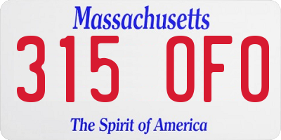 MA license plate 315OF0