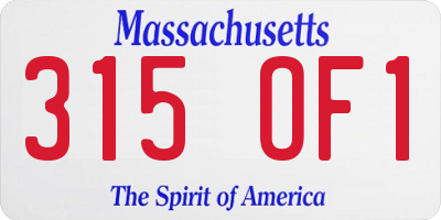 MA license plate 315OF1