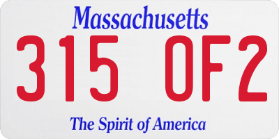 MA license plate 315OF2