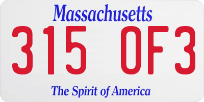 MA license plate 315OF3