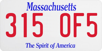 MA license plate 315OF5