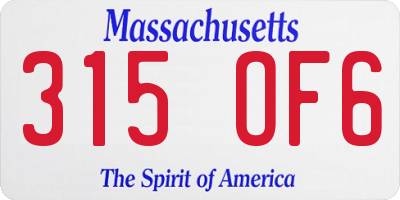MA license plate 315OF6
