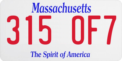 MA license plate 315OF7
