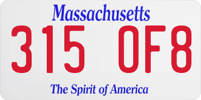 MA license plate 315OF8