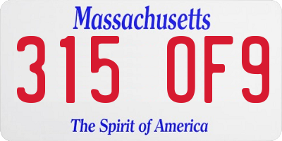MA license plate 315OF9