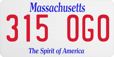 MA license plate 315OG0