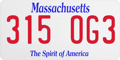 MA license plate 315OG3