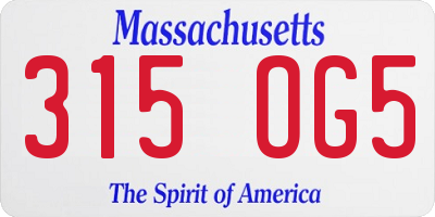 MA license plate 315OG5