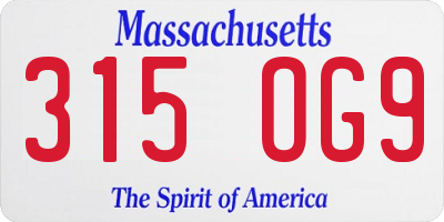 MA license plate 315OG9